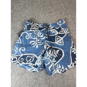 Patagonia Board Shorts Mens 33 Blue Wavefarer Floral Swim Trunks Surf Hawaiian